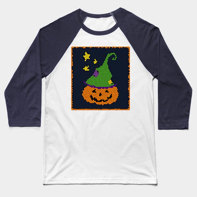 Halloween Stained Glass Jack O'Lantern Pumpkin Baseball T-Shirt by 4Craig